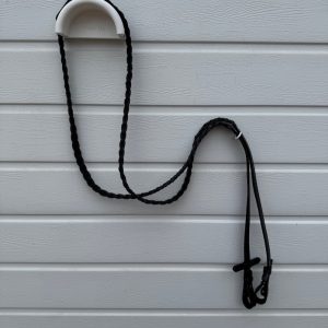 Plaited Pony Black Leather Reins (A0096)