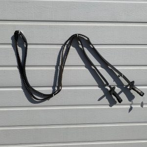 Plaited Full / X-Full Black Leather Reins (A0095)