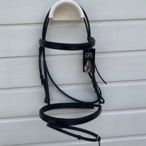 GFS FULL BLACK FLASH BRIDLE WITH RUBBER REINS (A0187)